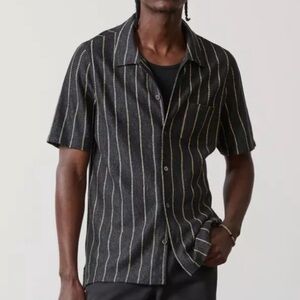 Todd‎ Snyder Linen Mesh Full-Placket Polo Obsidian Small